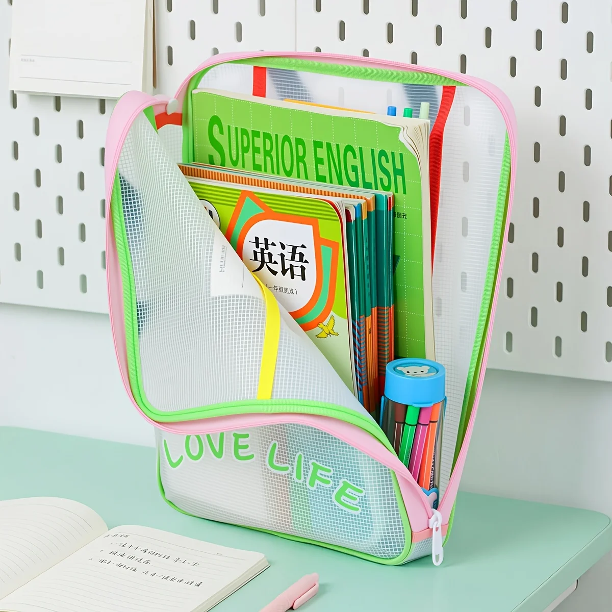

3-Layer Large Opening Storage Handbag | Colorful Portable Tutoring Bag, Stationery Organizer, EVA Material, Contemporary Style