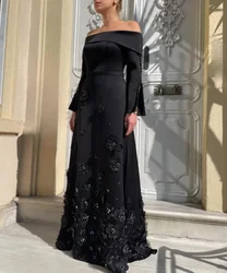 Customized Modern Style Jersey Pleat Applique A-line Boat Neck Long Dresses Cocktail  Sizes Available