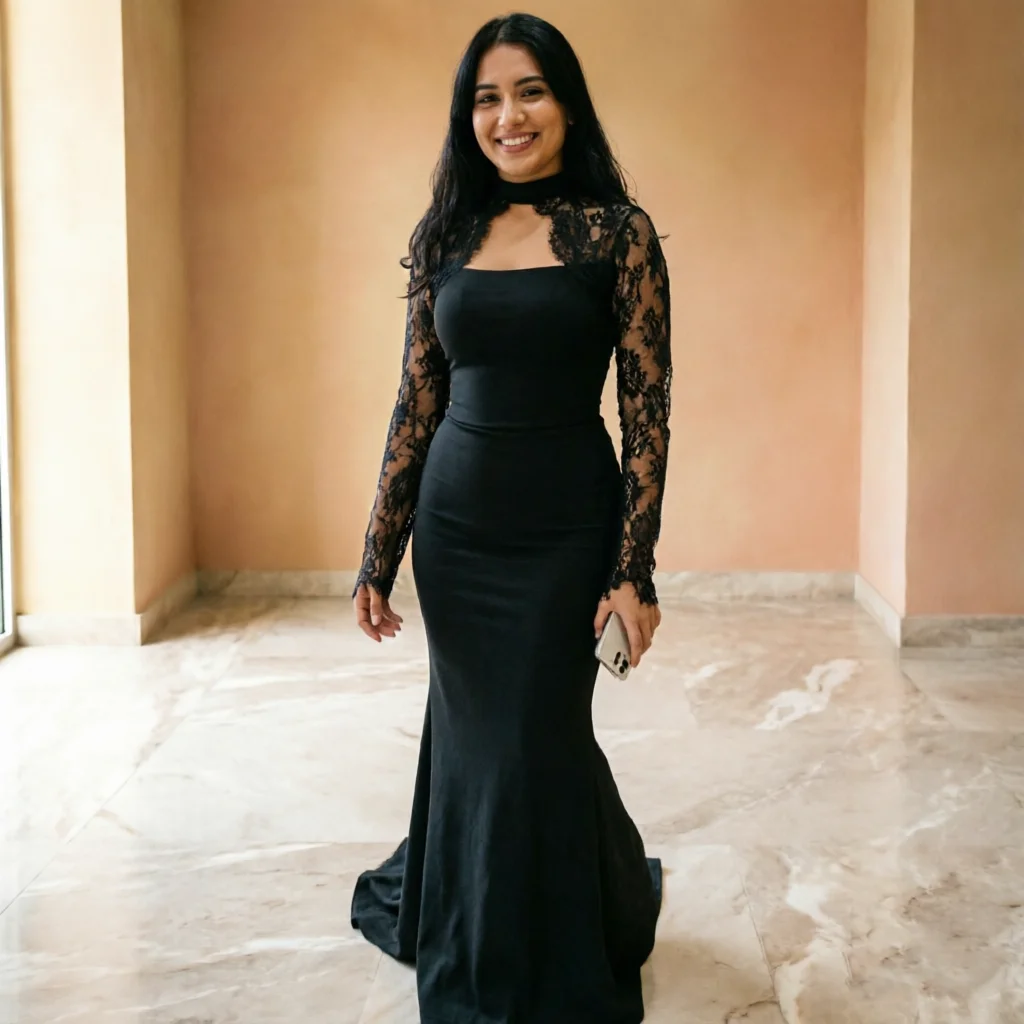 

Eightale Arabic Evening Dress Black Prom Gown Customized Long Sleeves Wedding Party Dress Mermaid Robes De Soirée