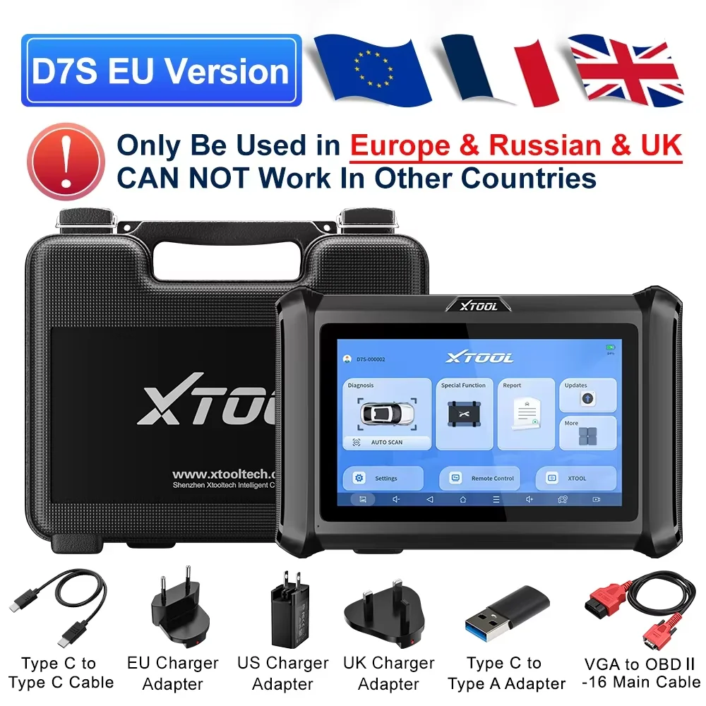 XTOOL D7S V2.0 OBD2-Scanner Autodiagnosetool EUC-Codierung 39+ Dienstleistungen Schlüsselprogrammierung mit FCA CANFD DOIP 3 Jahre kostenloses Update