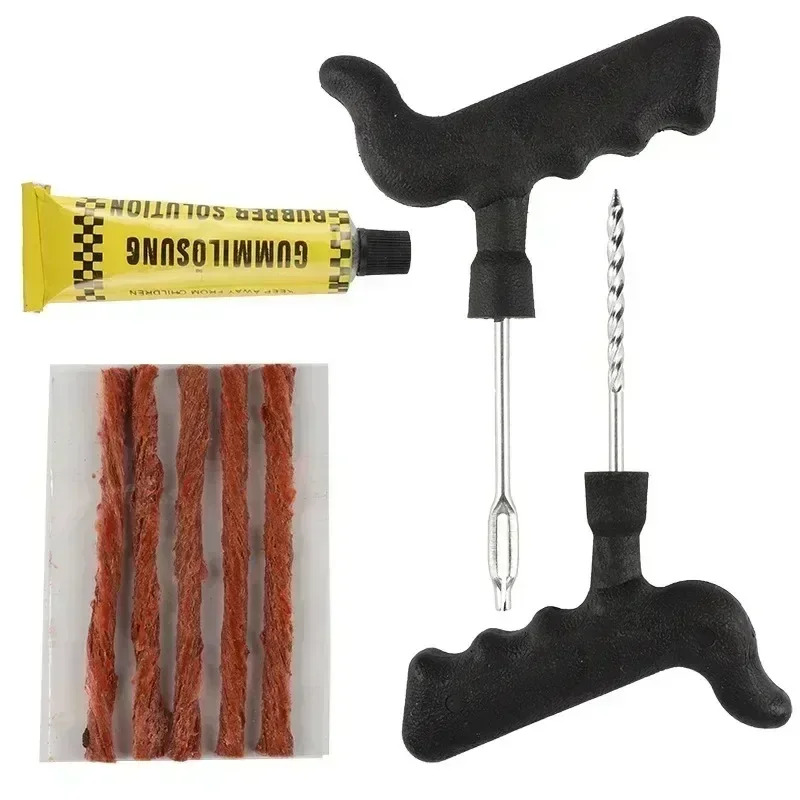 Conjunto de ferramentas de reparo de pneus a vácuo, reparo rápido de pneus, tira de borracha, carro, motocicleta, scooter elétrica, manutenção de emergência