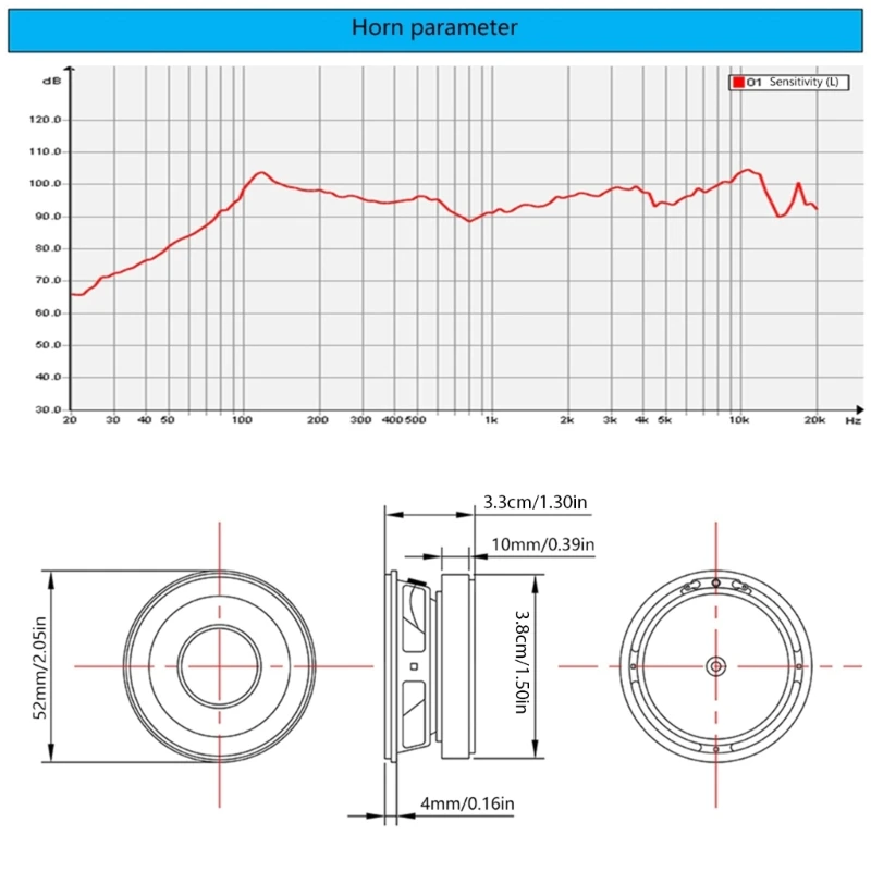 090F ขนาดกะทัดรัด 52 มม. เมทัลวูฟเฟอร์ 5W กำลัง 4oHM รอบลำโพงกลมสูง HORN 28 มม.