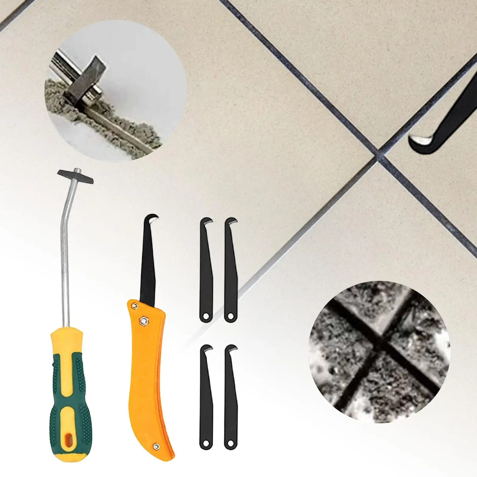 Multifunctional Caulk Removal Tool Replacement Heads for Tile Joint Cleaning Household Maintenance
