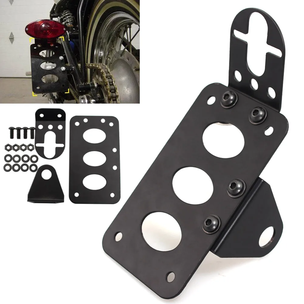 

For Harley Sportster Bobber Chopper CafeRacer Motorcycle Axle Side Mount License Holder Moto Number Plate Rear Taillight Bracket