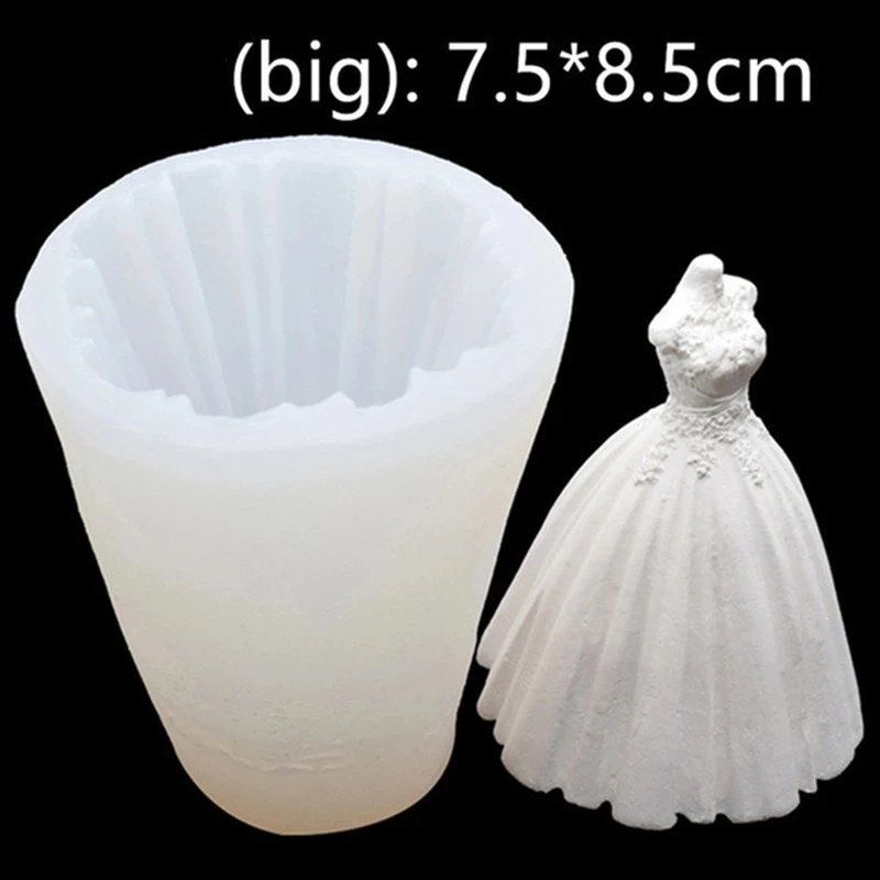 3d Princess Dress Silicone Chocolate Fondant Candy Mould Wedding Dress Resin Mold Cake Baking Tools Soap Candle Mold Diy Gypsum