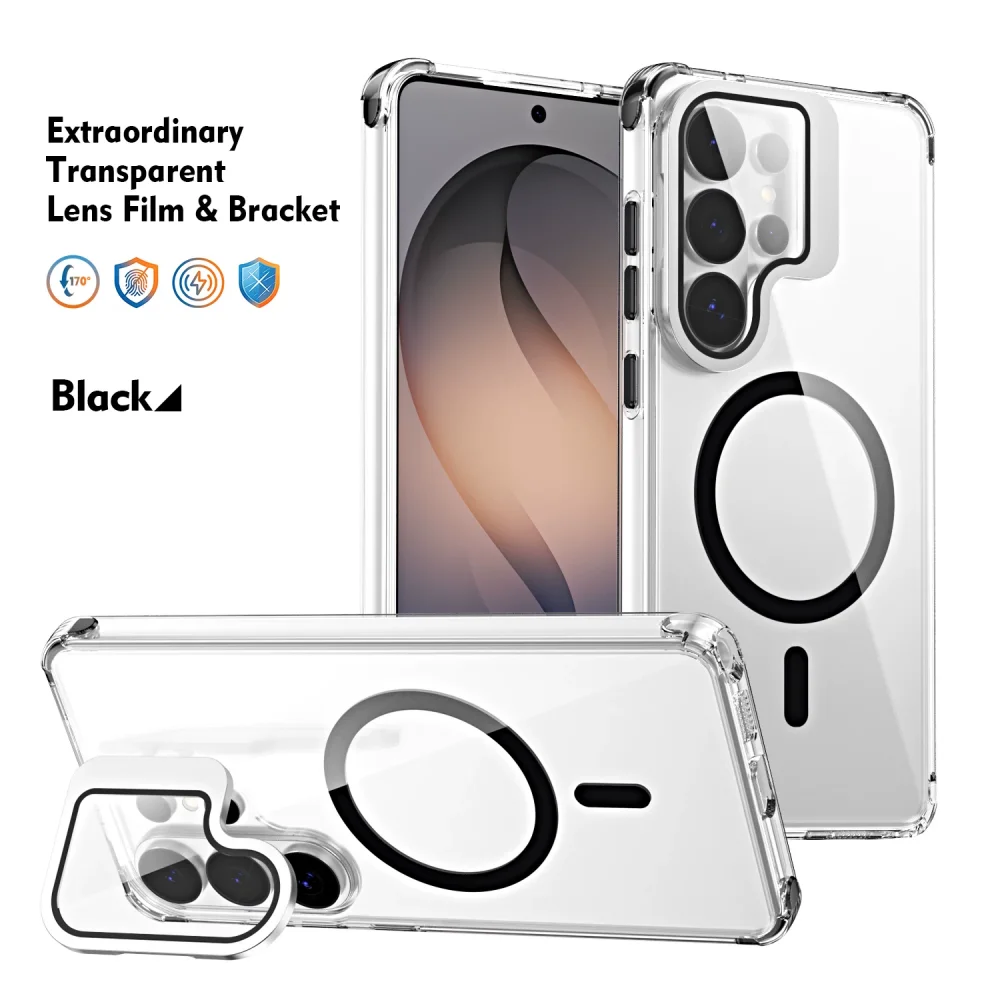 Anti-Fall Lens Protector Bracket Stand Case For Samsung S26 S25 S24Ultra A57 A56 A37 A18 A27 5G Magnetic Wireless Charge Cover