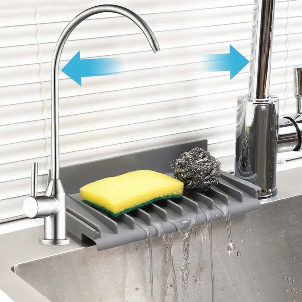 Silicone Sink Splash Guard Mat Spliceable Quick Drain Kitchen Sink Holder Slope Design Non-slip Drainage Drying Pad