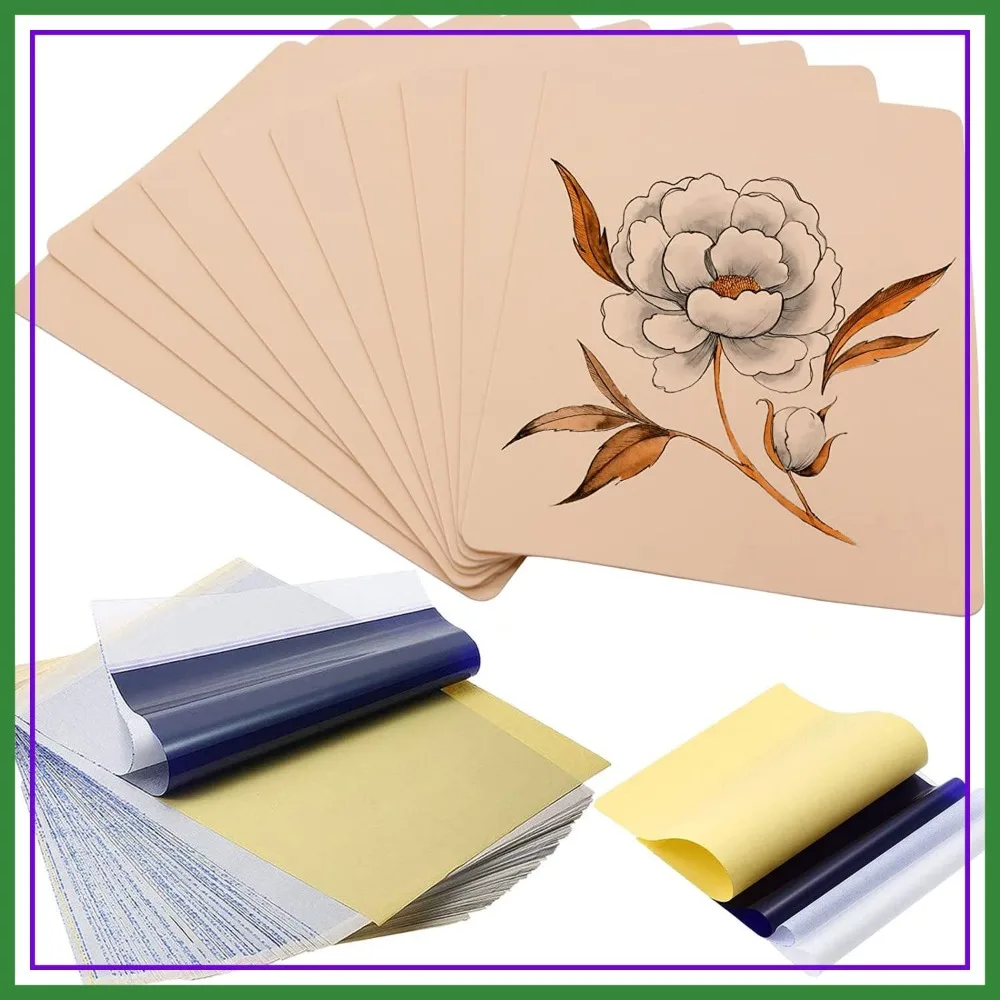 

30Pcs Tattoo Practice Skins with Transfer Paper, Includes 10 Blank Skins 8x6in & 20 Thermal Stencil Paper A4