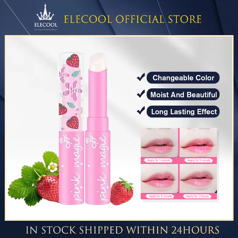 Sexy Pink Lip Balm Color Changing Lip Balm Long-lasting Moisturizing Lipstick Ice Soft Strawberry Color Lip Balm Waterproof