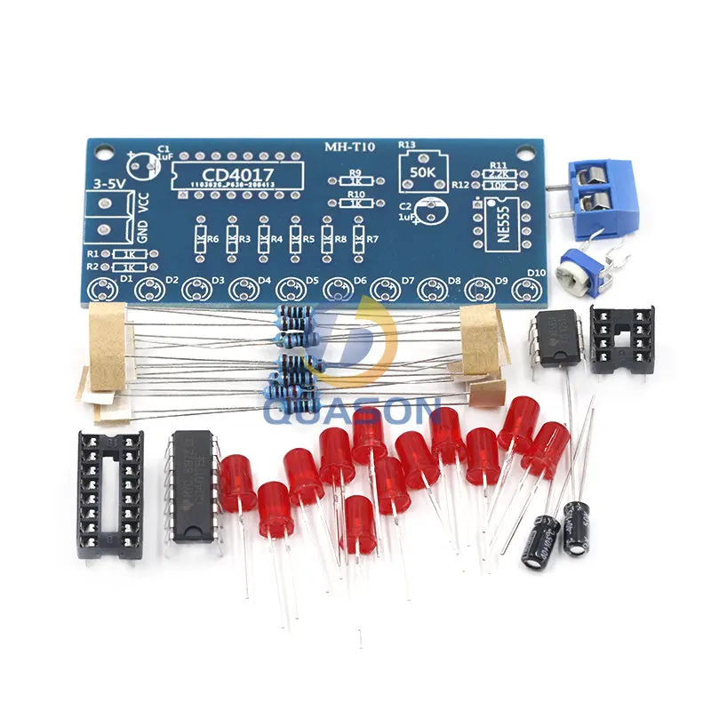 NE555 CD4017 Running LED Flow Light Electronic Production Suite Control Board Module Capacitor Oscillator Clock Siganal DIY Kit