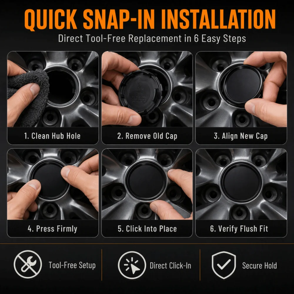 4PCS Solid ABS Wheel Center Caps Black Durable Tyre Car Wheel Center Caps Cover Car Wheel Caps Wheel Hub Cap Component Swap