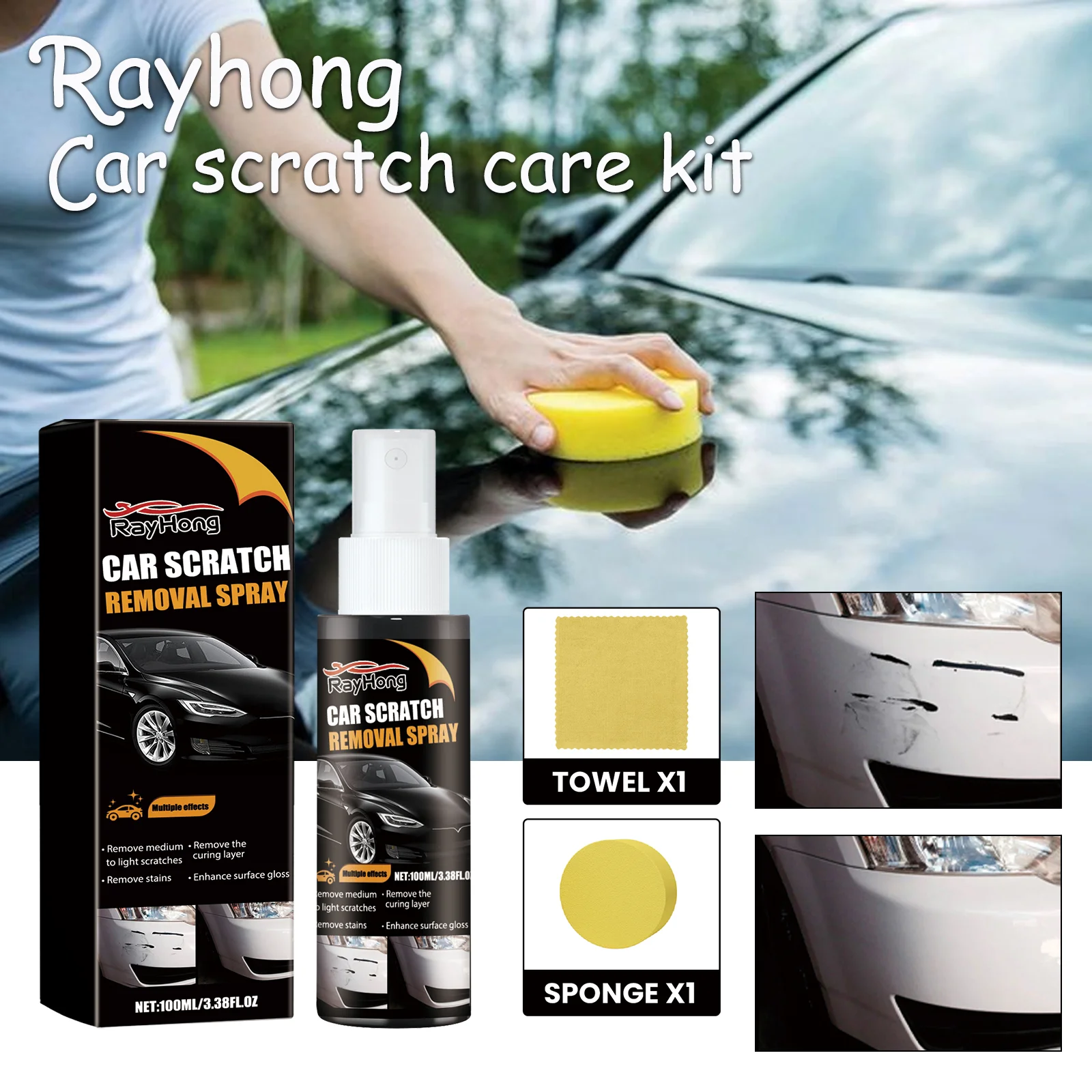 

Rayhong Auto Scratch Care Kit Easy To Use Paint Touch Up Polisher Scratch Remover For Car Paint Restoration