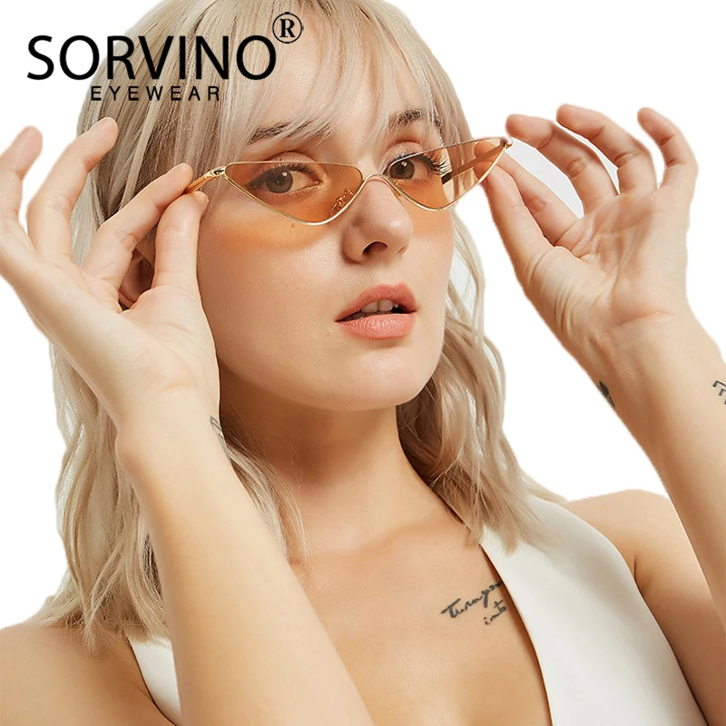 SORVINO Designer Half Frame Triangle Cat Eye Sunglasses 2020 Women Brand 90s Vintage Small Cateye Sun Glasses Tiny Shades SP228