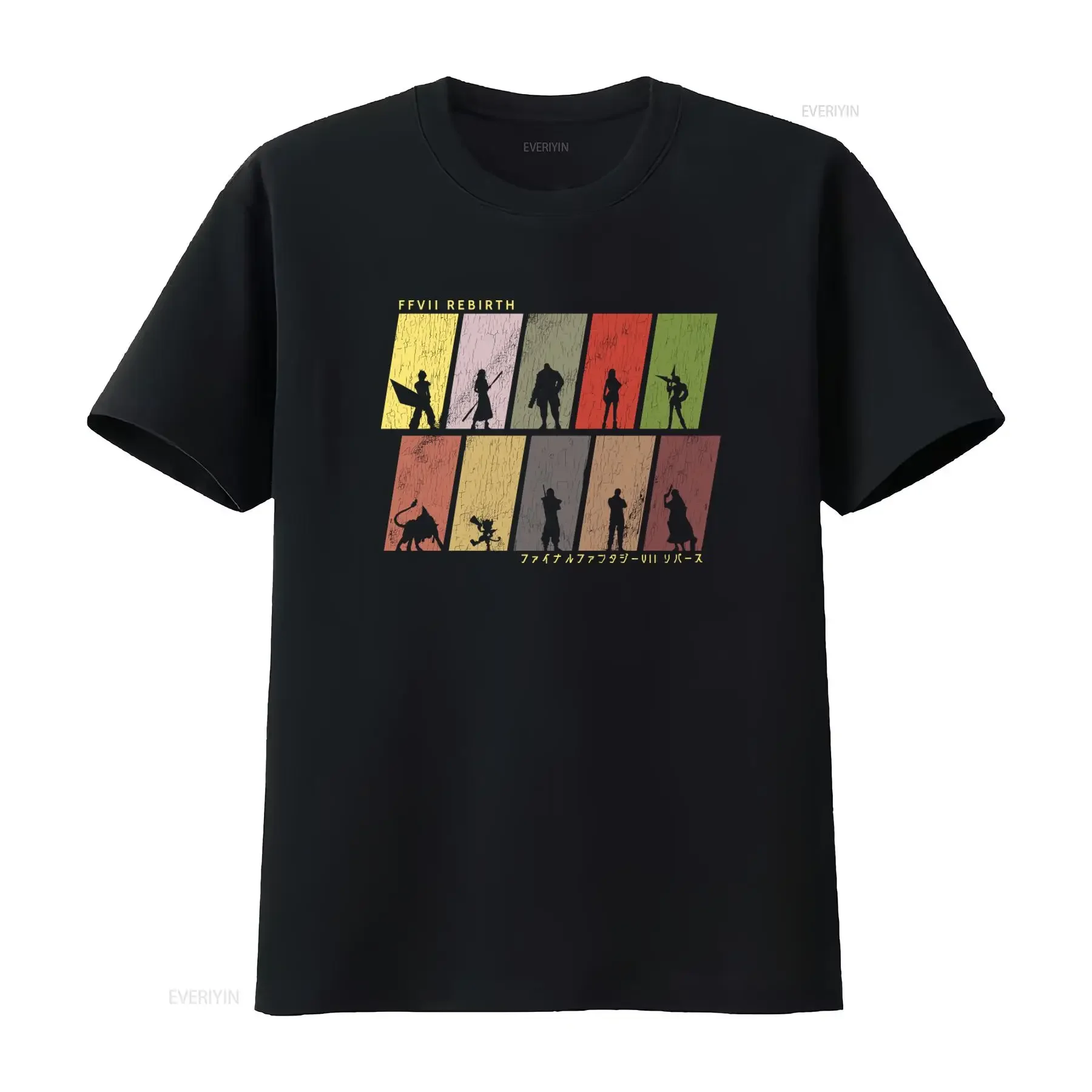 FF7 Rebirth Character Silhouettes Heather T Shirt Fantasy Remake Ffvii Gaming Fanart Final Gamer Geek vintage Washed fashion