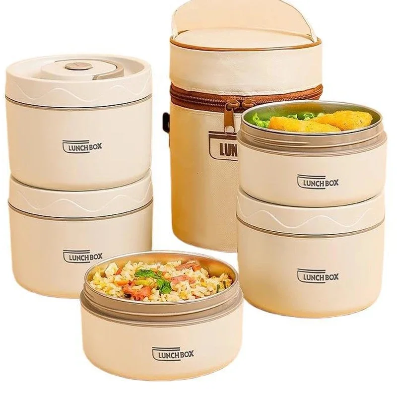 304 Stainless Steel Insulated Lunch Box Set - Food Grade Containers with Insulation Bag 3 Individually Stackable Bento Boxes