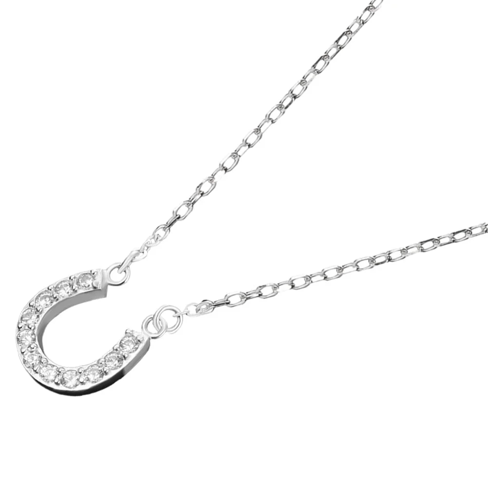 Trendy Horseshoe Pendant Necklace Women Creative Jewelry Chain Sterling Silver Fashion Accessory Gift Chain Necklace For Charm
