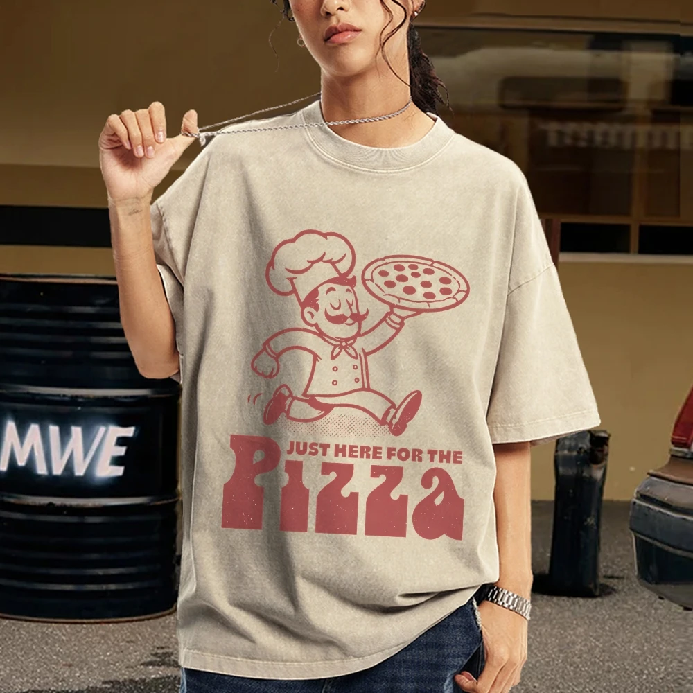 Just Here For The Pizza Shirt Funny Foodie T-Shirt Pizza Lover Tee Sloth Tshirt Women Casual Summer Outfit For Slice Enthusiasts