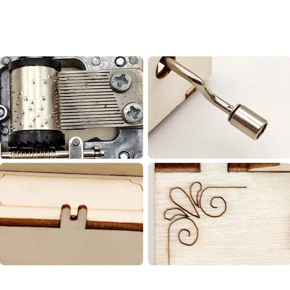 DIY Craft Halloween Christmas Diy Music Box Wooden Music Boxes Diy Assembly Decorative Box Creative Design Educational Toy Hand