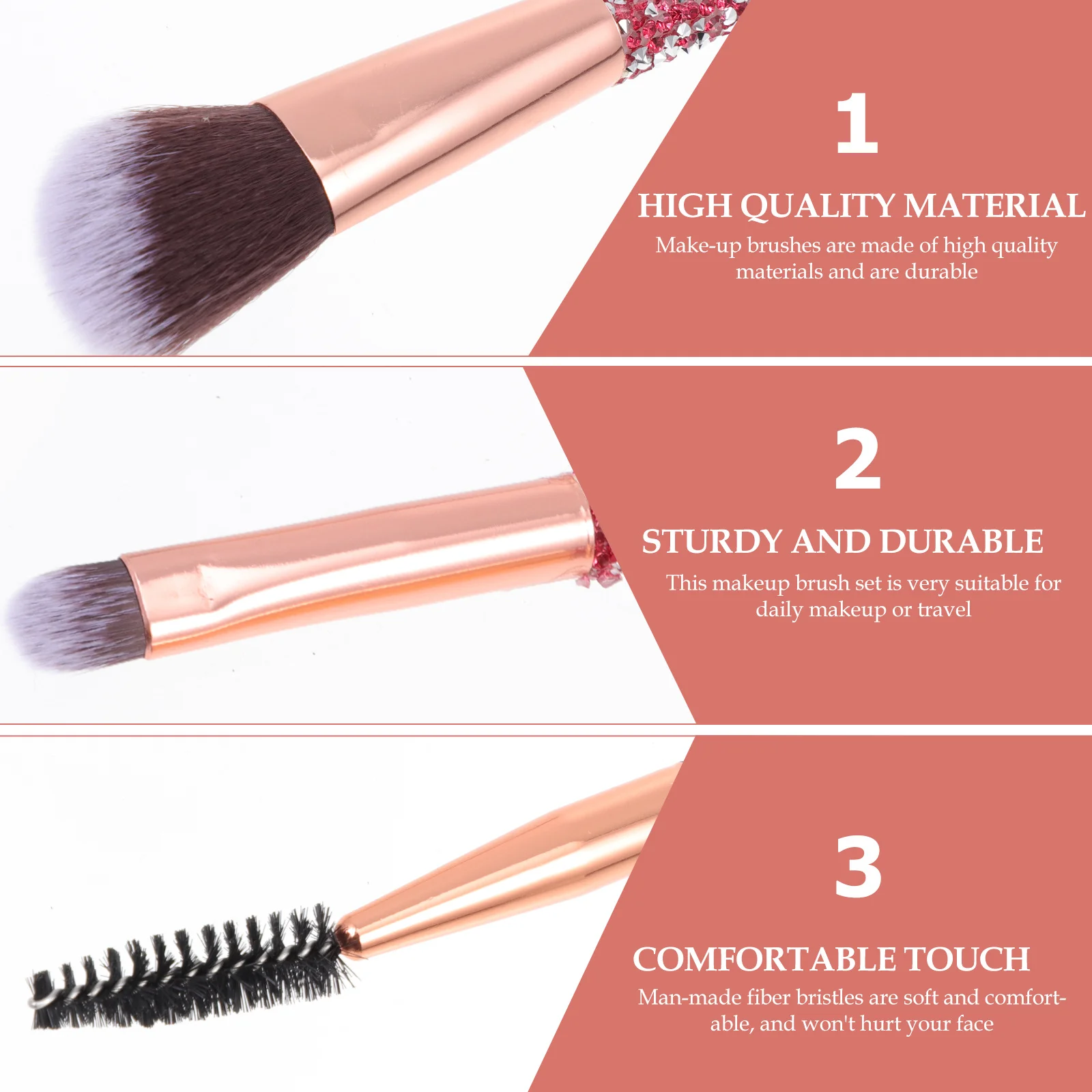 

Rhinestone Makeup Brushes 1Set Artificial Fiber Face Beauty Tools Portable Professional for Women Makeup Supplies Travel