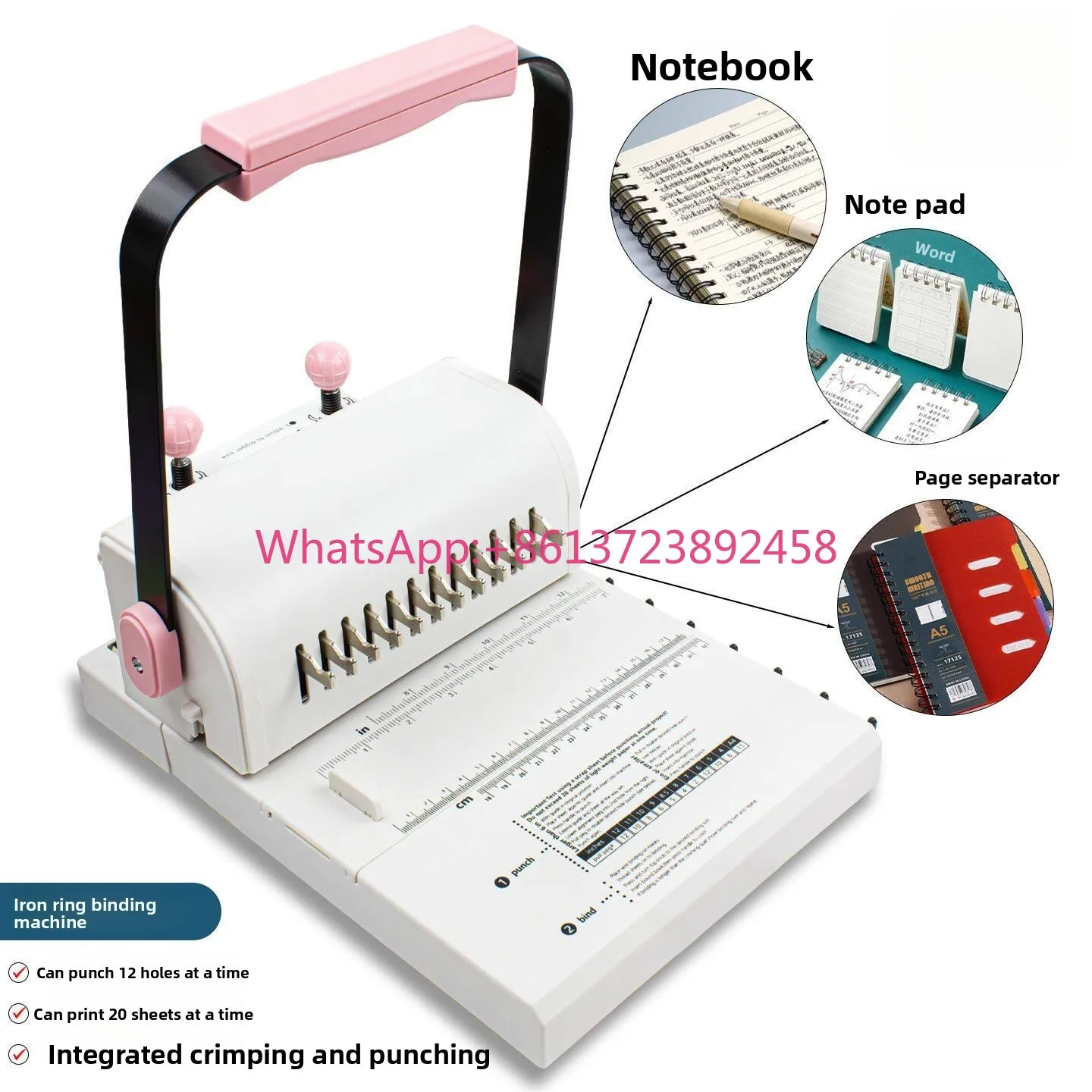 MW12 Manual Double Loop Coil Binding Machine – Adjustable & Rotatable with Disengageable Punch for Documents/Reports
