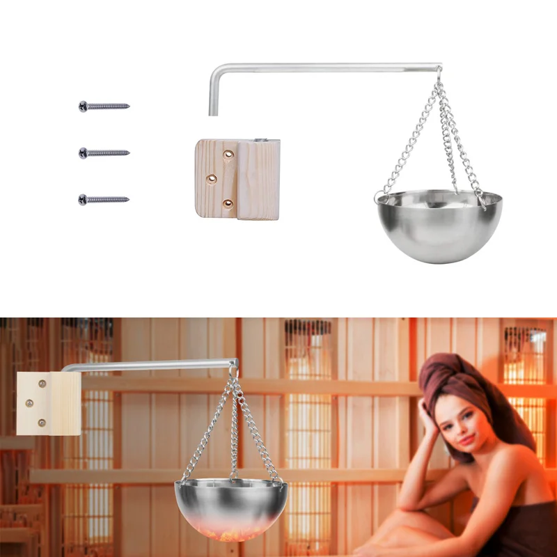 

Sauna Aromatherapy Oil Bowl Sauna Cup Stainless Steel Essential Oil Holder Bowl For Sauna Spa Wooden Material Sauna Accessories