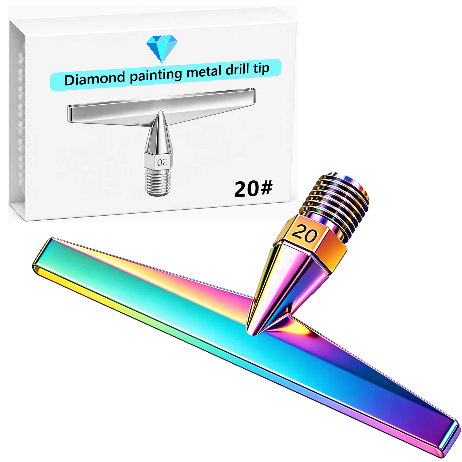 Diamond Painting Multi-Placer Drill Tip 20#/25#, Threaded Metal Wide Flat Replacement Head with Storage Box, Multi-Color Tools view 4