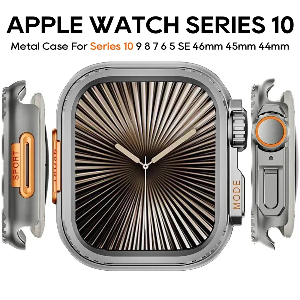 

Metal Cover for Apple Watch Ultra 1 2 49mm 45mm Case Metal Shell for IWatch Series 10 46mm 9 8 7 6 5 4 3 SE Frame Protector 44mm