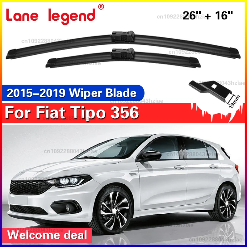 Scheibenwischer LHD Frontwischerblätter für Fiat Tipo 356 2015–2019, Windschutzscheibe, Windschutzscheibe, sauberes Fenster, Regenbürsten, 66 cm + 40,6 cm