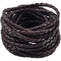 5.5 Yard Brown Round PU Leather Necklace Cord Bolo Tie String 5mm Leather Cord Leatherette Strip Antique