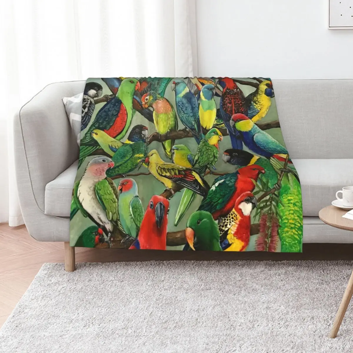 Australian Parakeets Throw Blanket Flannels Flannel Fabric Giant Sofa Decorative Throw Thins Furry Blankets