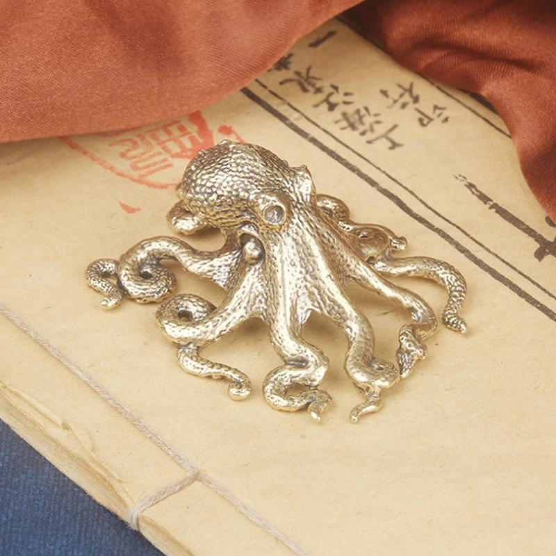 ديكور المنزل الأخطبوط العتيق، النحاس، التماثيل الحيوانية النحاسية، الحلي المكتبية المصغرة، الملحقات، الحرف المكتبية الإبداعية