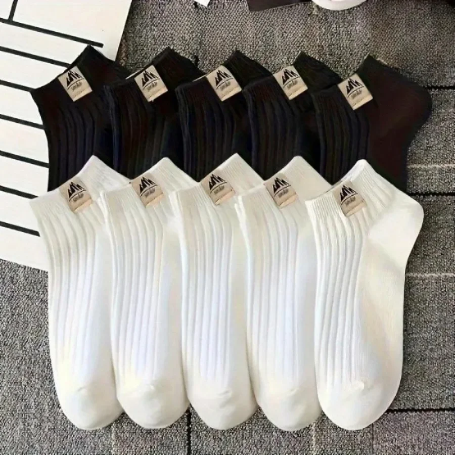 

10 Pairs of Snow Mountain Logo Socks with Snow Mountain Pattern Design, Retro, Suitable for Home Leisure and Outdoor Activities