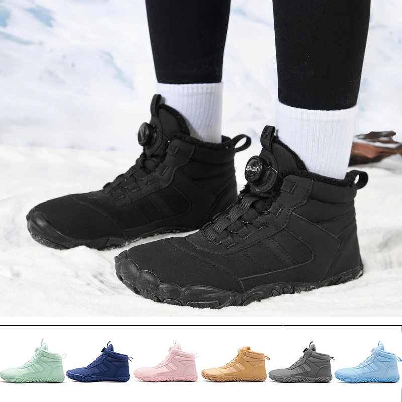 

New Winter Boots for Men Women Snow BareFoot Outdoor Non-slip Warm Fur Casual Sneakers Kid's Ankle Boots Hiking Shoes Size 27-47