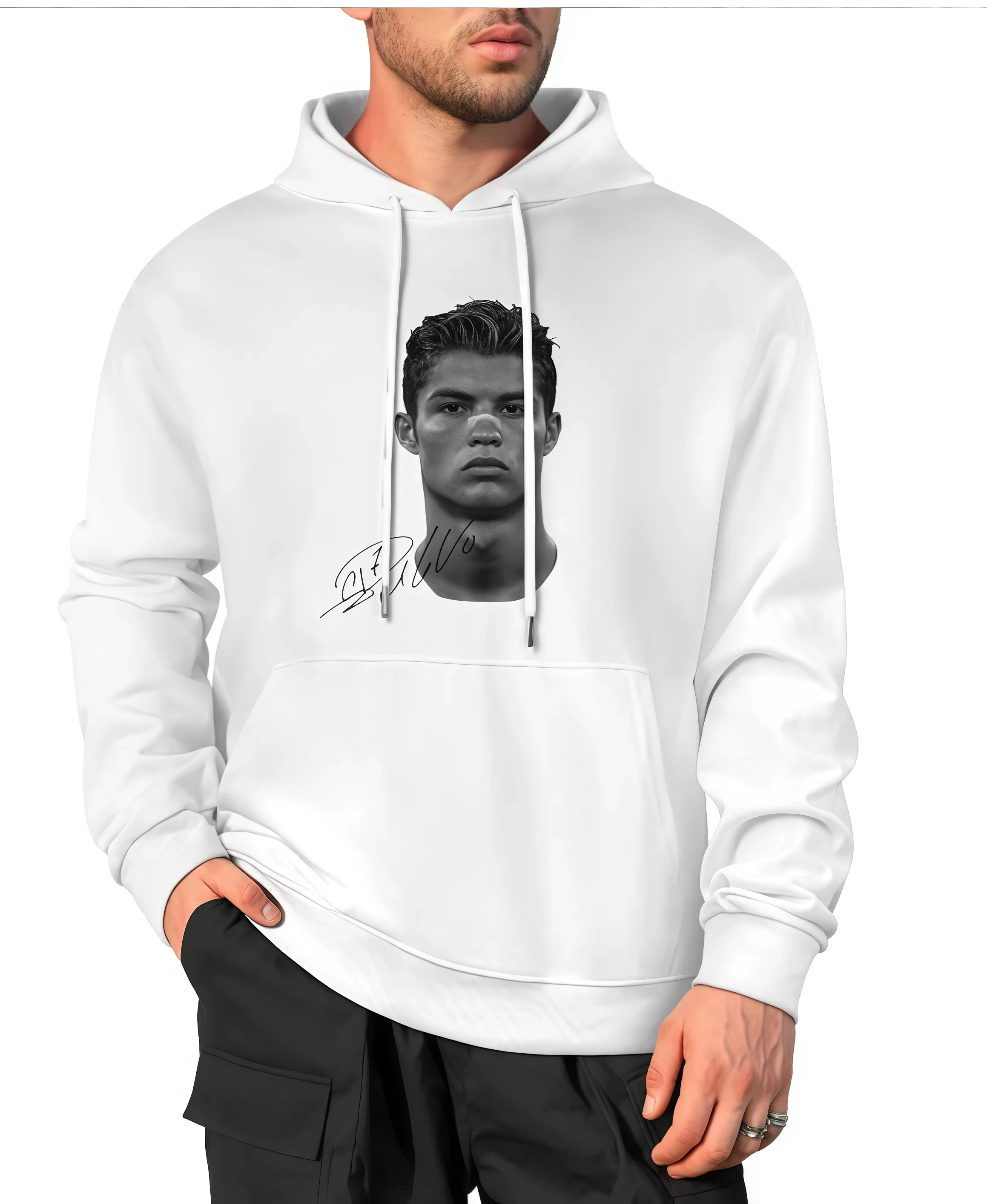 خريف/شتاء كريستيانو رونالدو القطن الشارع الأمريكي للرجال والنساء أزياء خمر المطبوعة سترة هوديي #2