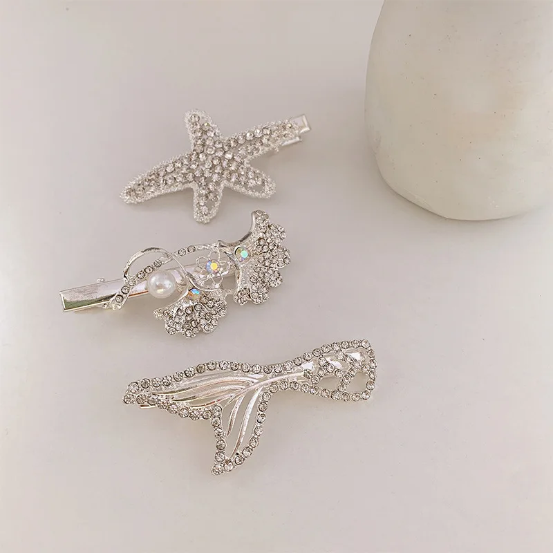 

Heart Starfish Hair Claw Clips Set 5 Piece for Women Side Fringe Holder Korean Cute Style Resin Sturdy Daily Headwear