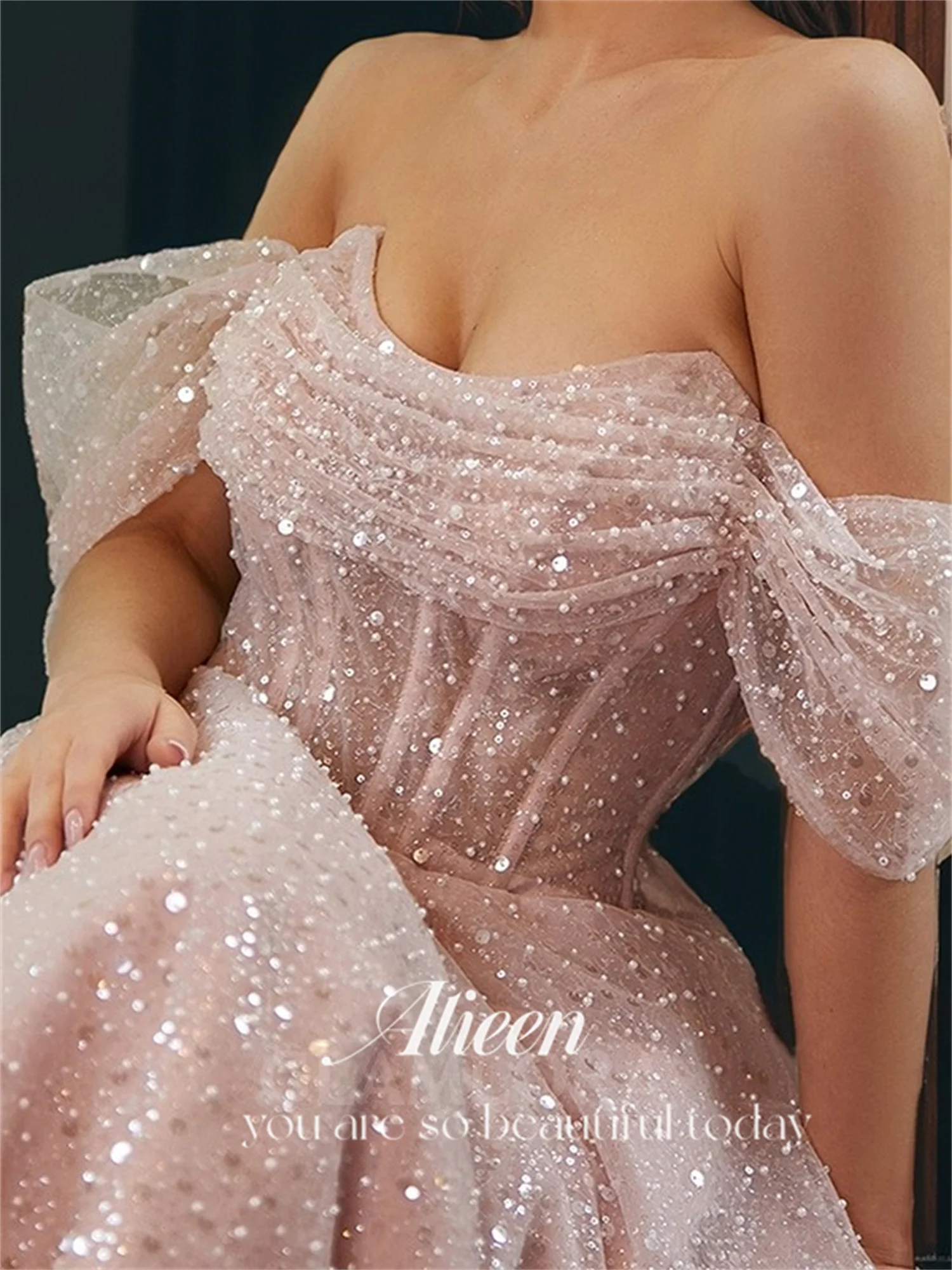 Aileen Shiny Bead Embroidery customized Evening Dresses Woman Elegant 2024 Formal Dress Party Prom Wedding Graduation Womens