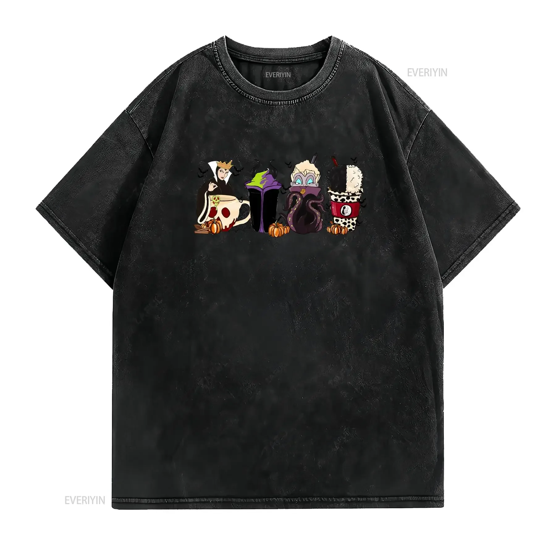 Villain Halloween Coffee T Shirt Mouse Magic Castle Lover Pumpkin Spice Horror Fall Iced vintage Washed graphic Stylish