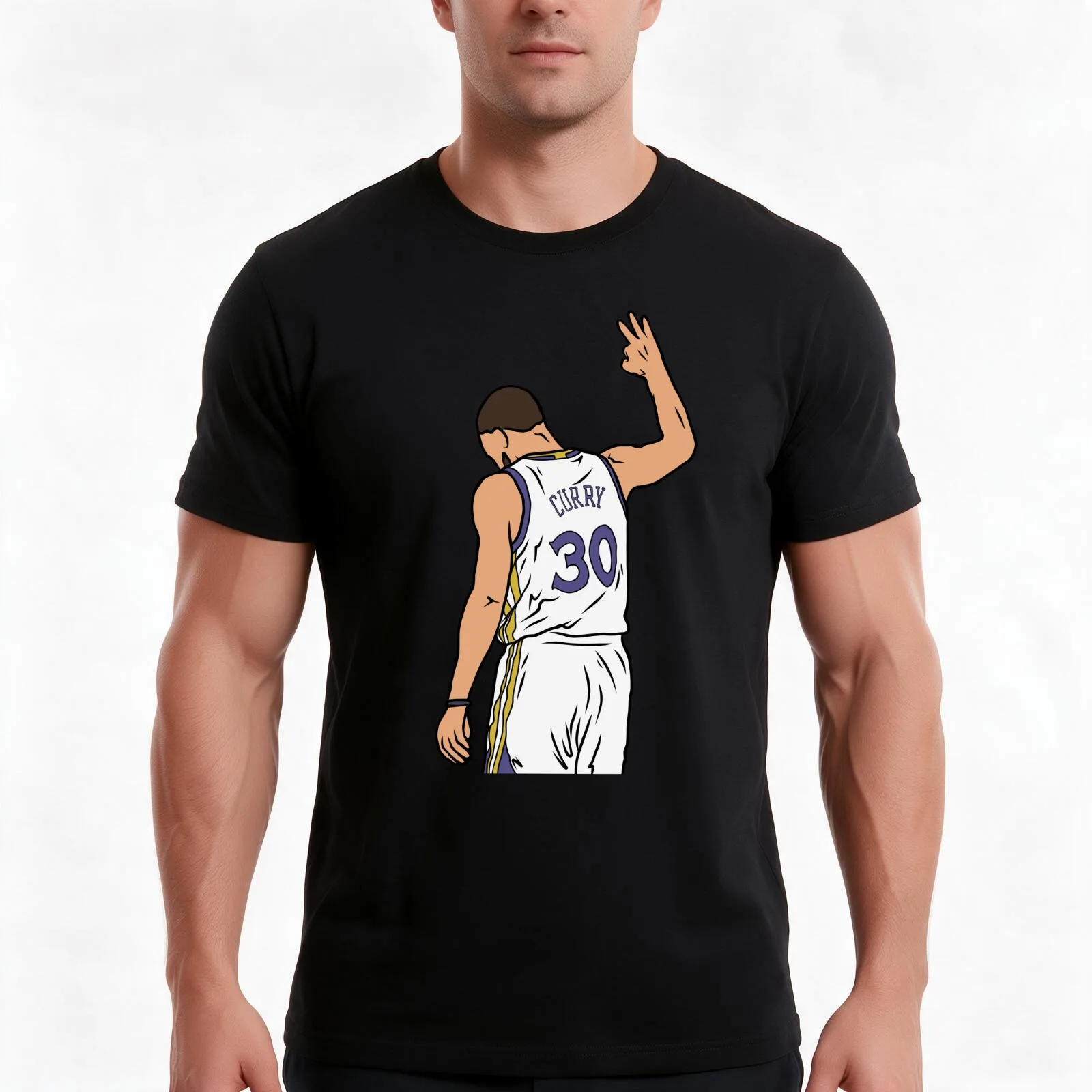 Steph 3 Point Celebration T-Shirt, Summer Casual Cotton Tee, Oversized Streetwear Tops, Vintage Graphic Print, Unisex Men Women