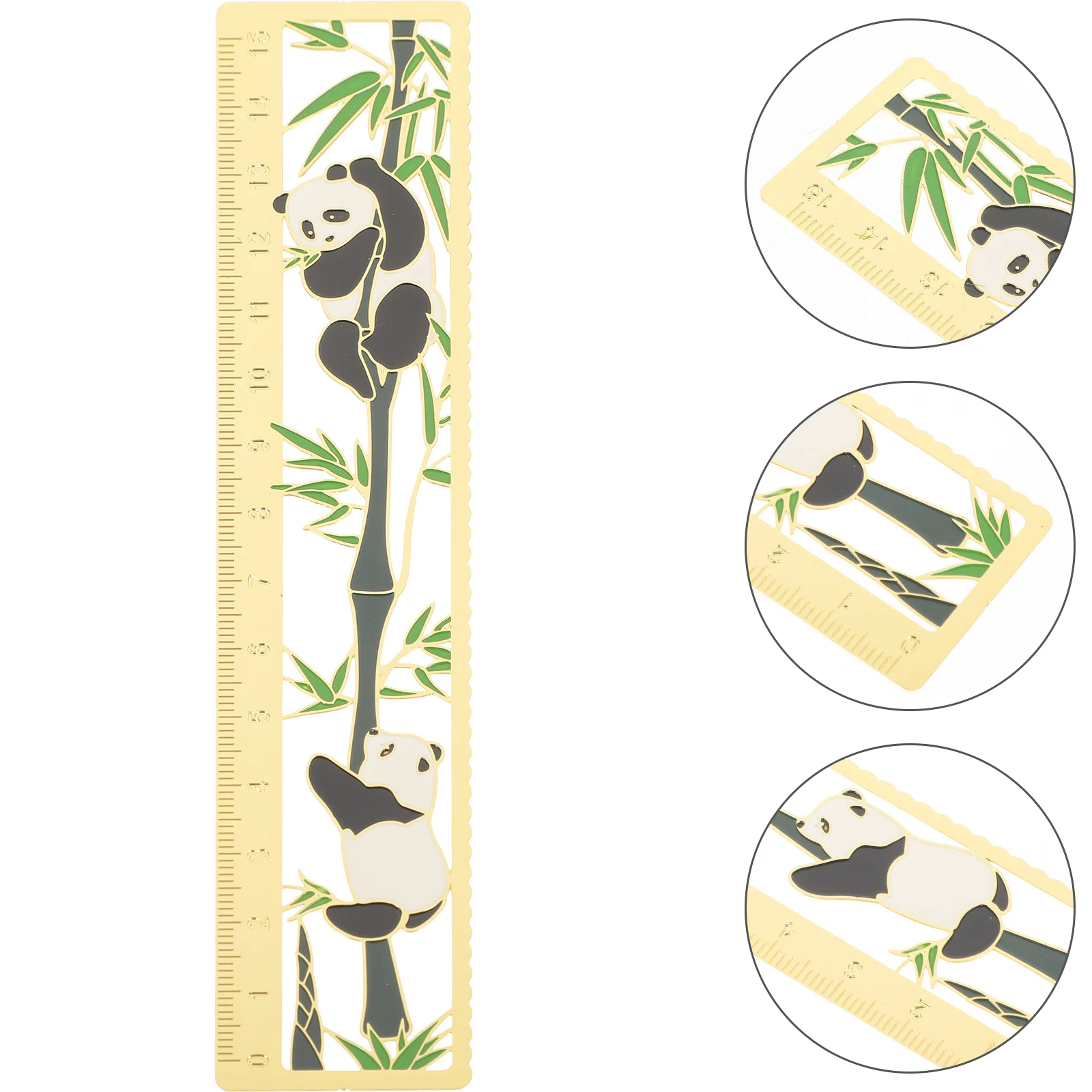 บุ๊คมาร์คโลหะ Pandas -P002 Book Marker ไม้บรรทัดตรงสไตล์จีนแกะสลักสร้างสรรค์ Panda Design สําหรับ