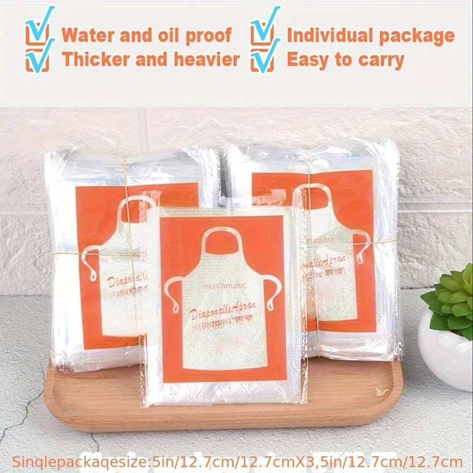 Disposable Aprons (Pack of 100), Plastic Aprons for Art Classes, Cooking, Housework, Picnics, and More.