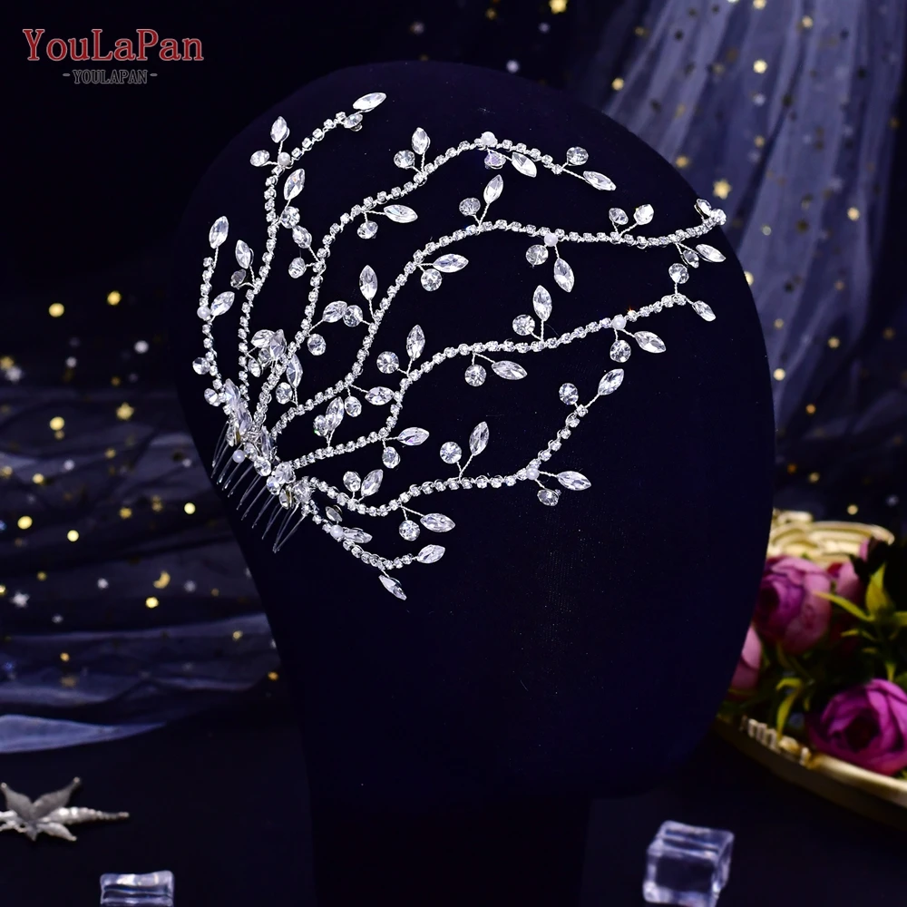 YouLaPan HP481 Fashion Bridal Tiara Rhinestone Wedding Head Piece Bride Side Comb Wedding Hair Accessories Women Girl Headwear