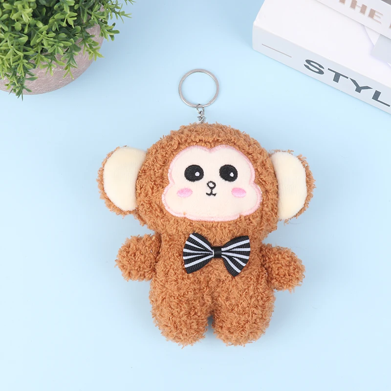 Kawaii Cartoon Aap Pluche Speelgoed Schattige Knuffel Dier Pop Sleutelhanger Pluche Pop Rugzak Hanger Voor Meisjes Geschenken