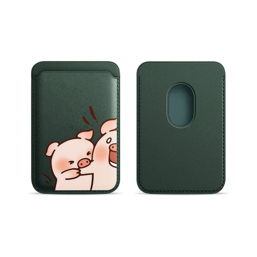 Leder-Kartenhalter mit Cartoon-Schweinchen-Motiv für Paare, Handy-Kartenhalter für Magnetische Hüllen, Geeignet für alle iPhone Magsafe Karten-Handy-Rückseiten-Taschen – Detail 17