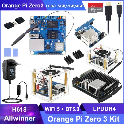 Imagen 1 del producto Naranja Pi Zero3 4GB 2GB 1GB 1,5 GB RAM Allwinner H618 64 bits 16MB SPI Flash doble banda WiFi5 + BT5.0 Gigabit LAN naranja Pi cero 3