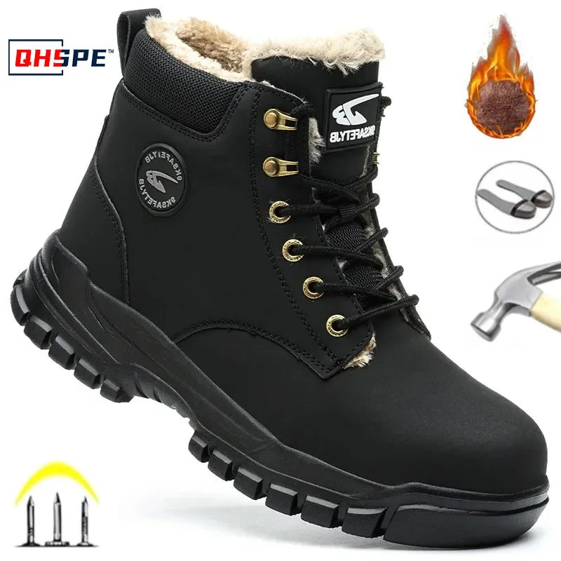 Botas de seguridad para el trabajo para hombre, zapatos impermeables con punta de acero resistente, protección de seguridad a prueba de frío, moda de invierno, 2024