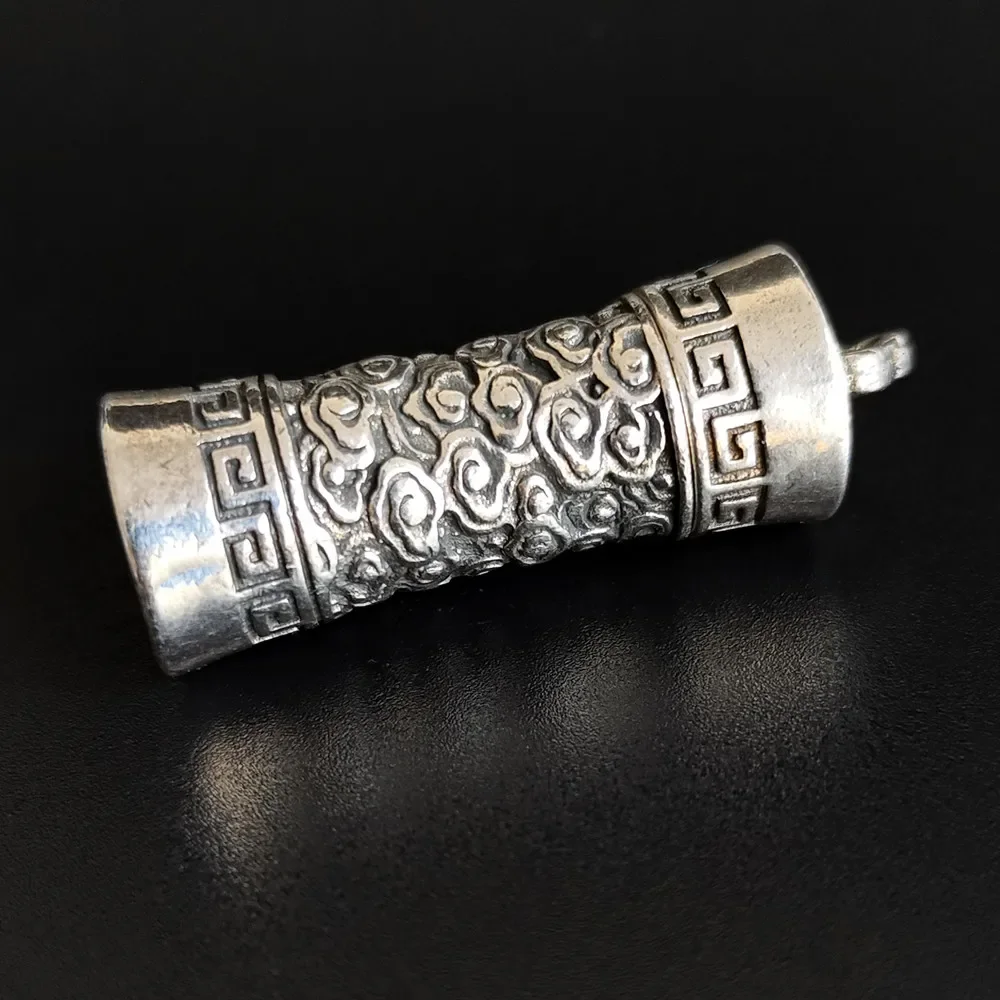 Openable Cylinder-shaped Pendant，Bottle Locket Necklace With 2 Styles Carved pattern，Vintage style Memorial Jewelry