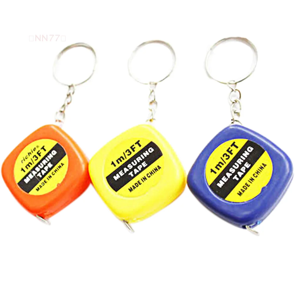 Style New Mini Keychain Key Ring Easy Retractable Tape Measure Pull Ruler 1M