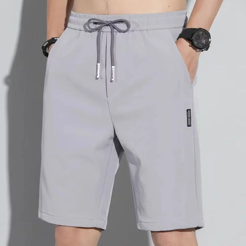 Summer Mens Ice Silk Shorts Casual Beachwear Lightweight Breathable Loose Style Straight Leg Comfortable Quick Dry Sport Pants