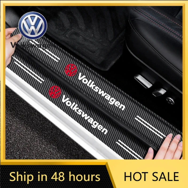 

For VW Volkswagen Jetta MK5 Golf 4pcs Car Door Sill Scuff Plate Decor Carbon Fiber Stickers For Volkswagen VW Golf Polo Tiguan P