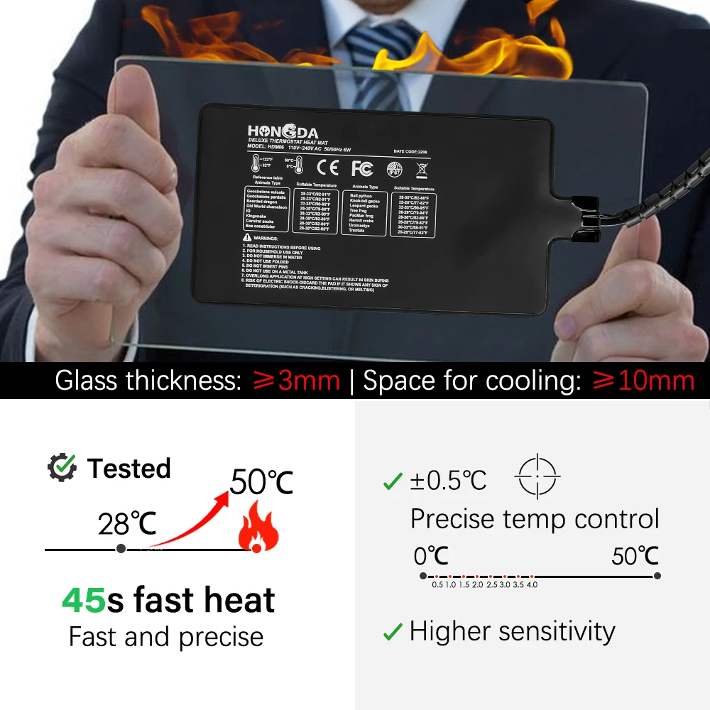 36-6W Gardening Intelligent Wire Control Reptile Heating Mat Waterproof Plant Seed Germination Digital Thermostatic Controller